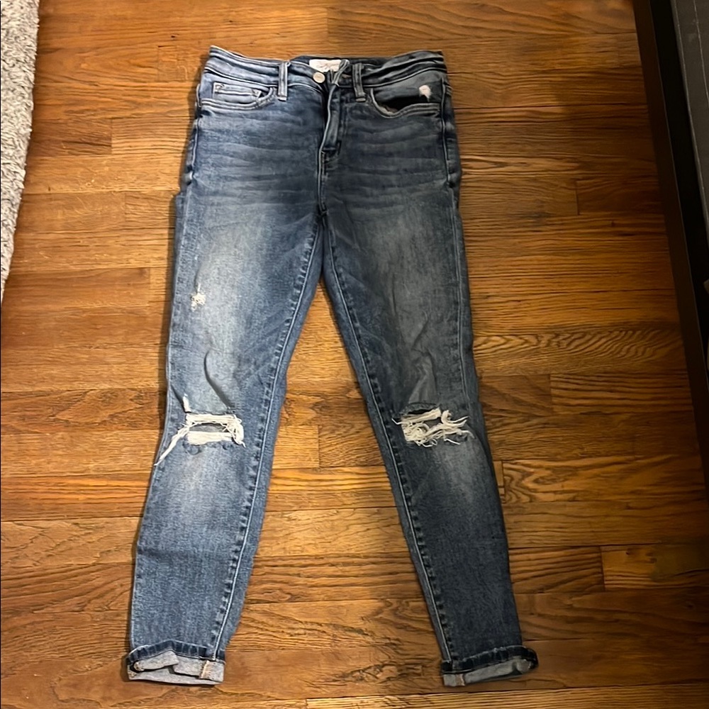 Carly Jean Los Angeles Blue Ankle Cropped Jeans- Logan Jeans